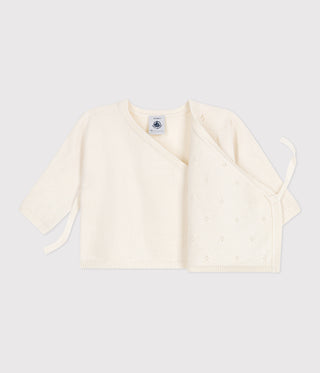 Babies' Wool and Cotton Openwork Knit Wrapover Top