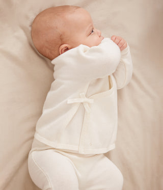 Babies' Wool and Cotton Openwork Knit Wrapover Top