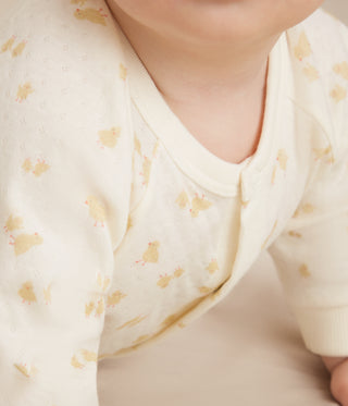 Babies' Cotton Playsuit With Printed Chicks 