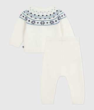 Babies' Two-Piece Knitted Outfit With a Jacquard Knit Cardigan 