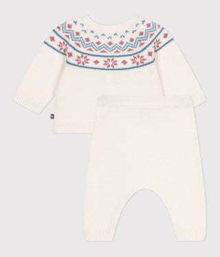 Babies' Two-Piece Knitted Outfit With a Jacquard Knit Cardigan 