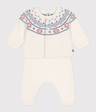 Babies' Two-Piece Knitted Outfit With a Jacquard Knit Cardigan 