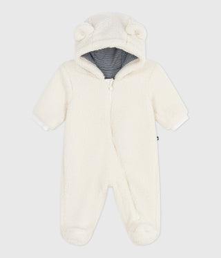 Babies' Sherpa Snowsuit With Ears and a Pinstriped Lining