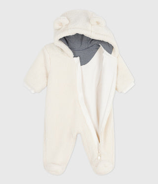 Babies' Sherpa Snowsuit With Ears and a Pinstriped Lining