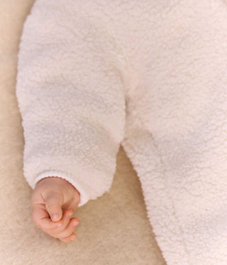 Babies' Sherpa Snowsuit With Ears and a Pinstriped Lining