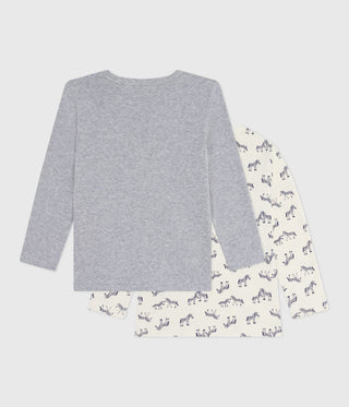 Children's Zebra-Print Long-Sleeved Cotton T-Shirts - 2-Pack