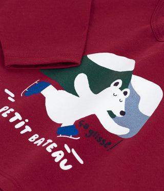 Babies' Long-Sleeved Bear-Print Cotton T-Shirt