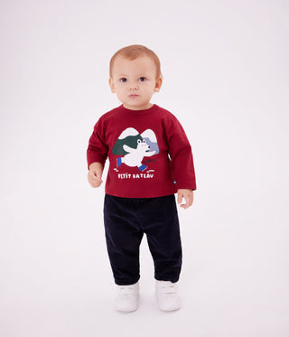 Babies' Long-Sleeved Bear-Print Cotton T-Shirt