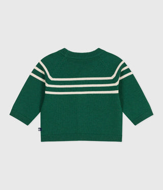 Babies' Stripy Wool and Cotton Knit Cardigan