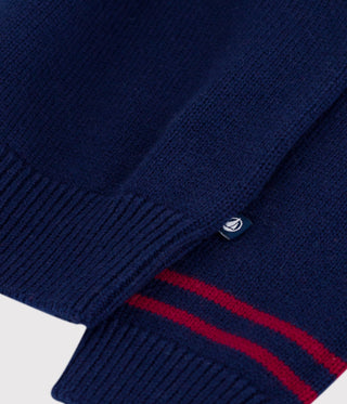 Children's High-Necked Jumper in Patterned Wool and Cotton