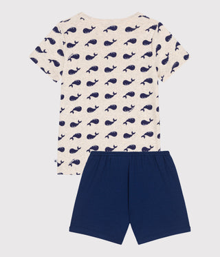 Children's Short-sleeved Pyjamas in Cotton Whales Printed