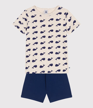 Children's Short-sleeved Pyjamas in Cotton Whales Printed