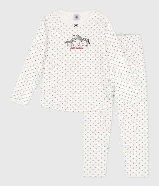Children's Long-Sleeved Spotty Zebra Printed Cotton Pyjamas