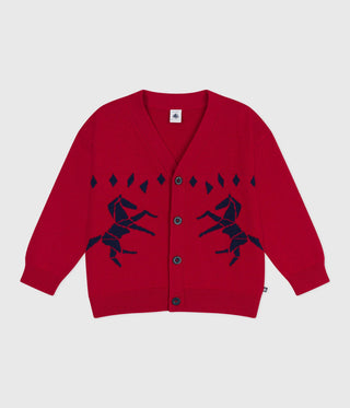 Children's Wool and Cotton Cardigan With Little Motifs