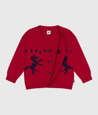 Children's Wool and Cotton Cardigan With Little Motifs