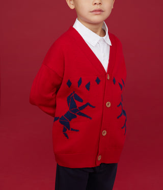 Children's Wool and Cotton Cardigan With Little Motifs