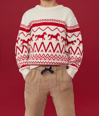 Children's Patterned Wool and Cotton Jumper