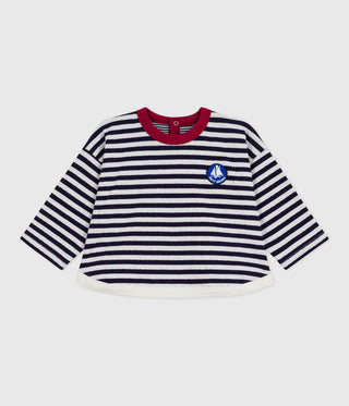 Babies' Long-Sleeved Stripy Cotton T-Shirt