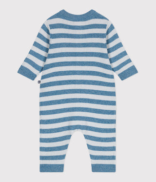 Babies' Stripy Wool and Cotton Knit Playsuit