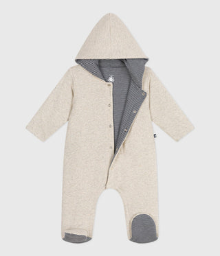 Babies' Plain Padded Playsuit With a Hood and Feet