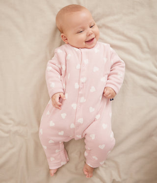 Babies' Padded Heart-Print Cotton Playsuit