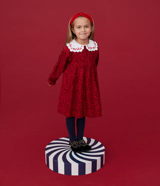 Girls' Long-Sleeved Printed Flannel Dress