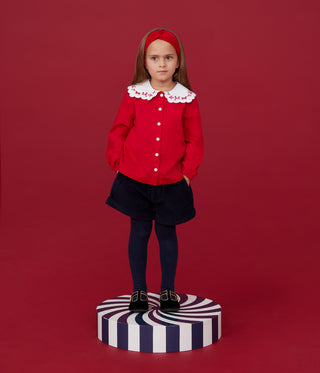 Girls' Long-Sleeved Printed Cotton Poplin Blouse