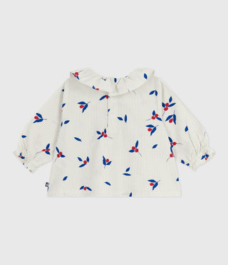 Babies' Long-Sleeved Berry-Print Cotton Poplin Blouse