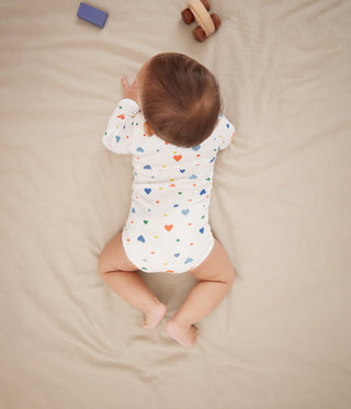 Babies' Long-Sleeved Heart-Print Cotton Bodysuit