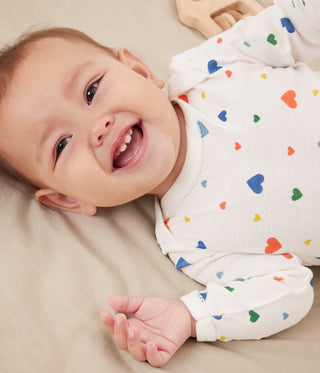 Babies' Long-Sleeved Heart-Print Cotton Bodysuit