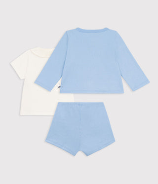 Babies' Three-Piece Set in Cotton with Embroidery On The Collar