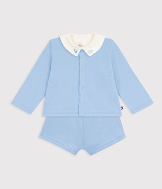 Babies' Three-Piece Set in Cotton with Embroidery On The Collar