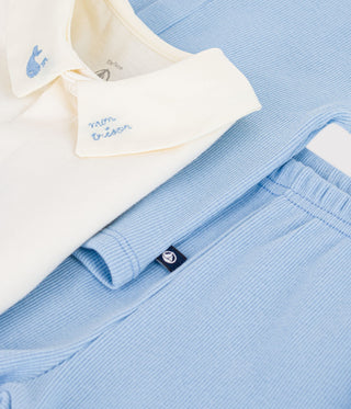 Babies' Three-Piece Set in Cotton with Embroidery On The Collar
