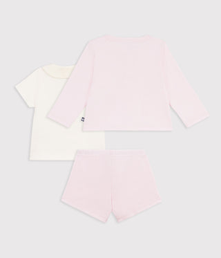 Babies' Three-Piece Set in Cotton with Embroidery On The Collar