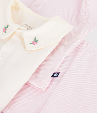Babies' Three-Piece Set in Cotton with Embroidery On The Collar