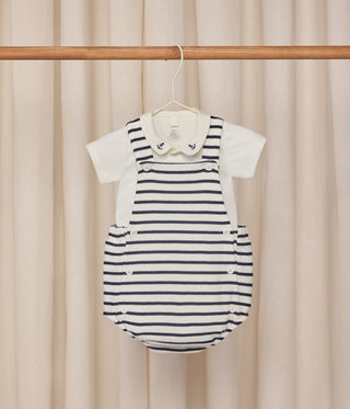 Babies' Two-Piece Set in Stripy Cotton with Embroidered Details