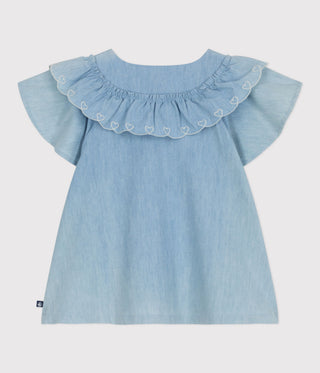Girl's Plain Short-Sleeved Cotton Blouse