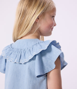 Girl's Plain Short-Sleeved Cotton Blouse