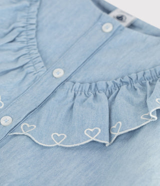 Girl's Plain Short-Sleeved Cotton Blouse