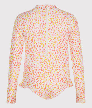Girls' One-Piece Long Sleeved Printed Swimsuit