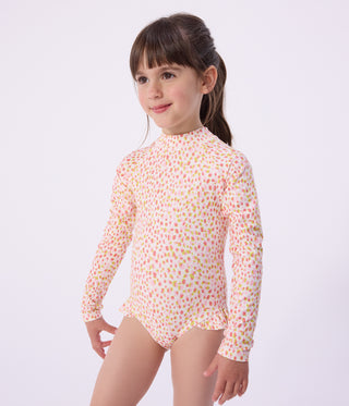 Girls' One-Piece Long Sleeved Printed Swimsuit