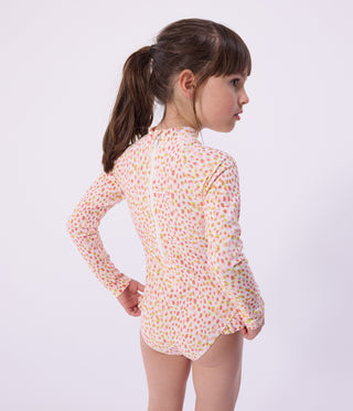 Girls' One-Piece Long Sleeved Printed Swimsuit