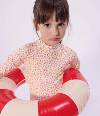 Girls' One-Piece Long Sleeved Printed Swimsuit
