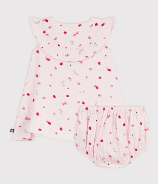 Babies' Cotton Baby Dress with Bloomers, Printed with Flowers