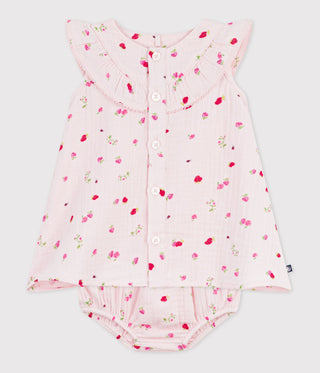 Babies' Cotton Baby Dress with Bloomers, Printed with Flowers