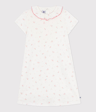 Girls' Floral Print Openwork Cotton Nightdress