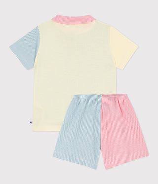 Children's Short Stripy Buttoned Cotton Pyjamas