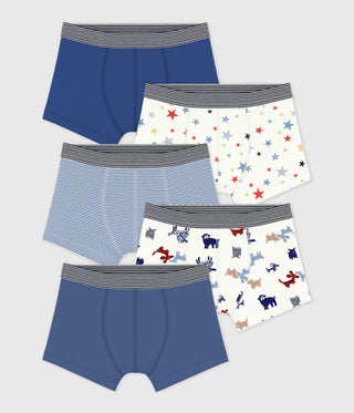 Boy's Animal Printed Cotton Boxers - 5-Pack