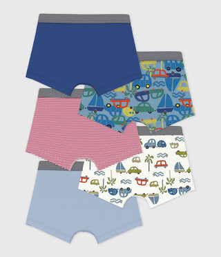 Boy's Car Print Cotton Boxers - 5-Pack