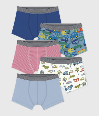 Boy's Car Print Cotton Boxers - 5-Pack